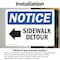 Signmission Sidewalk Detour (Left Arrow) Sign With Symbol, 10 in W x Rectangle, Vinyl Decal OS-2PACK-NS-D-710-L-18326 - alternate 5